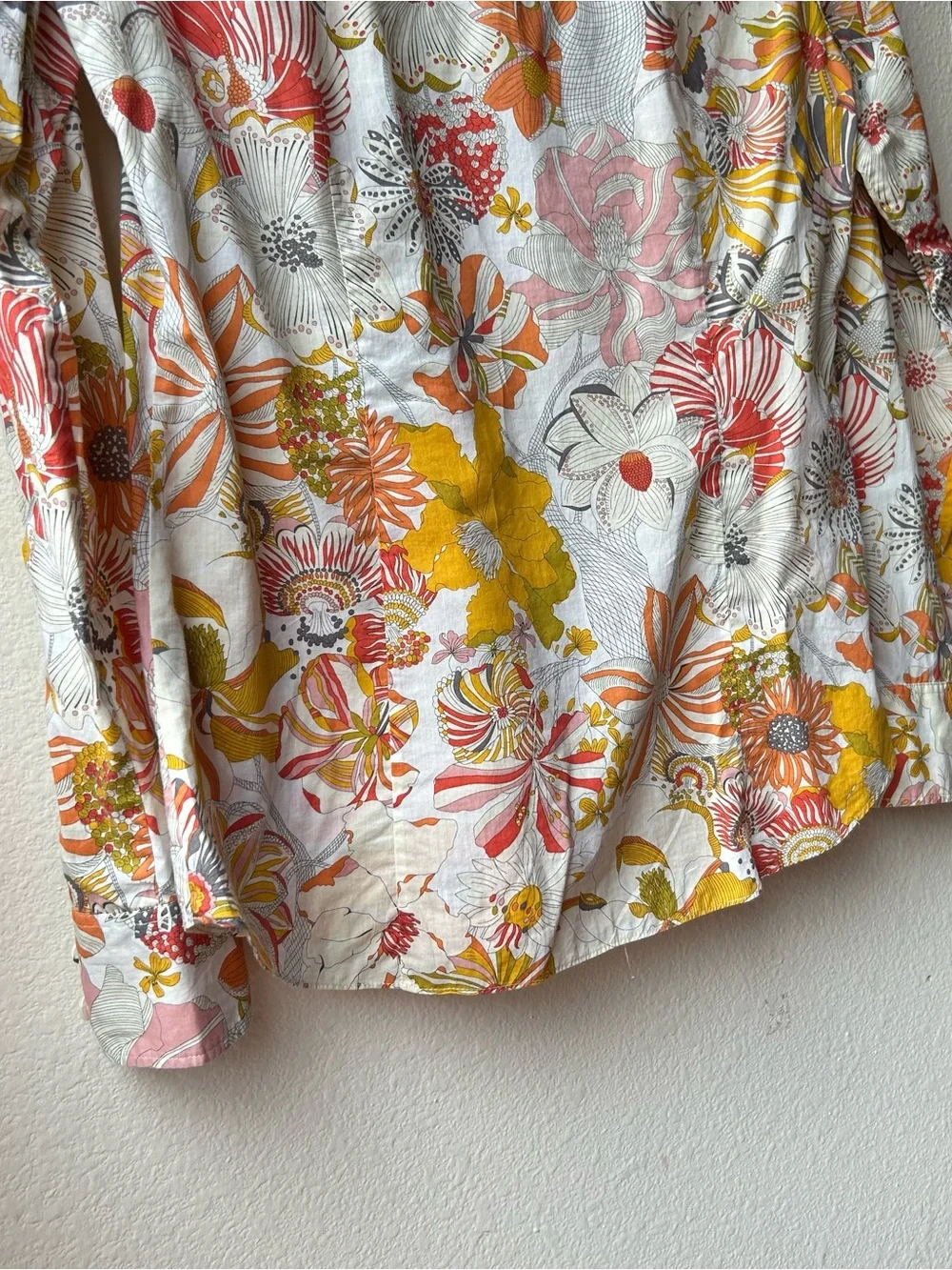 The Perfect Shirt for J. Crew Liberty of London Fabric Yellow Cream Floral Sz 6 - Picture 10 of 13